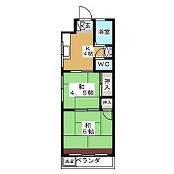 サンサニー城東 3階2Kの間取り