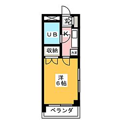 大橋ビル 2階1Kの間取り