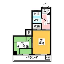 大新マンション 4階2Kの間取り