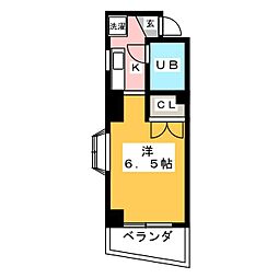 湯本ビル 3階1Kの間取り
