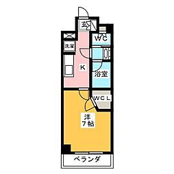 ザ・パークハビオ木場 13階1Kの間取り