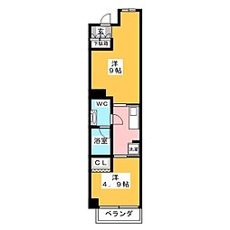 バウムプラッツ 4階2Kの間取り