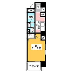 ウィステリアコート 5階1Kの間取り