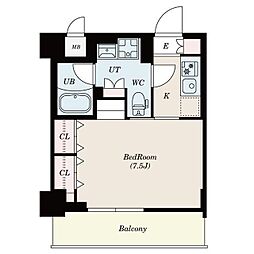 S-RESIDENCE木場fluspark 7階1Kの間取り