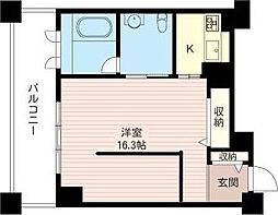 レジデンスシャルマン月島 10階ワンルームの間取り