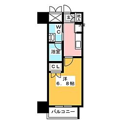 レジディア月島3 1Kの間取図画像