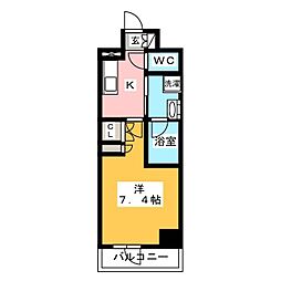 プラウドフラット木場2 1Kの間取図画像