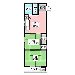 櫻井マンション 2DKの間取図画像