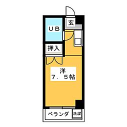 田米開ビル ワンルームの間取図画像