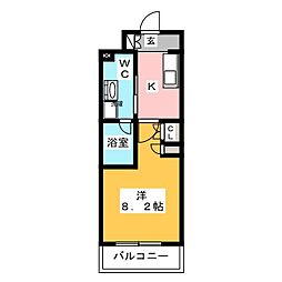 プラウドフラット木場2 1Kの間取図画像