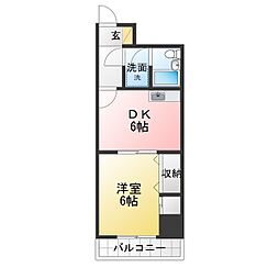 東大島リーフハイム 1DKの間取図画像