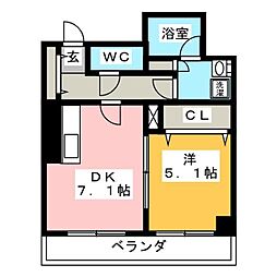 月島リバーサイドハイツ 1DKの間取図画像