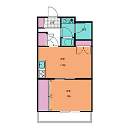 メイプル森戸2 1DKの間取図画像