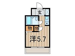 ジョイフル戸田公園 4階ワンルームの間取り