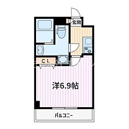 アルファコート蕨7 5階1Kの間取り