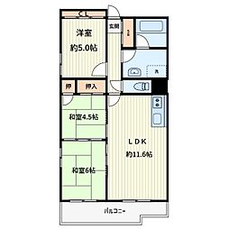 フジタ川口マンション 11階3LDKの間取り