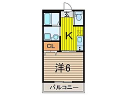 ミッドヴィラージュ 2階1Kの間取り
