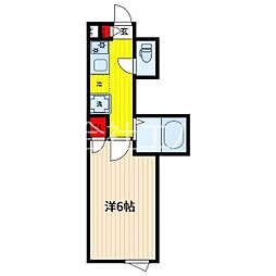 ヴィラ川口西青木 1階1Kの間取り