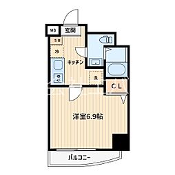 スクエアシティ川口並木 10階1Kの間取り