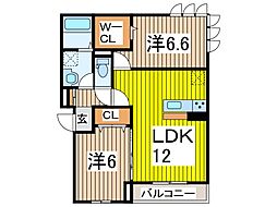 Gracia 2階2LDKの間取り