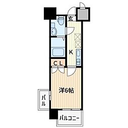 ドゥーエ川口 9階1Kの間取り