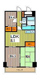 グランシエロ川口本町 3階3DKの間取り