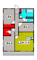 リブリ・プルミエール雅 2階3LDKの間取り