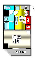 MAXIV川口 5階1Kの間取り
