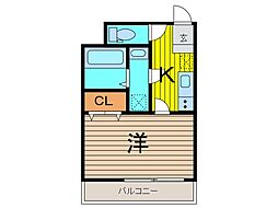 イアース西川口 6階1Kの間取り