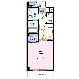 グランソレイユ 2階1Kの間取り