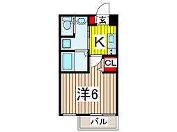 フィオーレ西川口 2階1Kの間取り