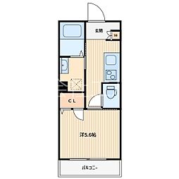 ダイワレジデンス川口 202 2階1Kの間取り