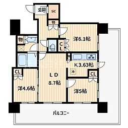 リボンシティコミュニティー 3LDKの間取図画像
