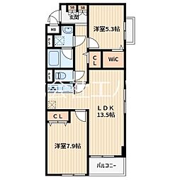 川口市芝3丁目アパート 2LDKの間取図画像