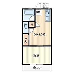領和荘 1DKの間取図画像
