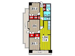 ルクレ川口イースト 3LDKの間取図画像