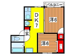 コンフォートハウス 2DKの間取図画像