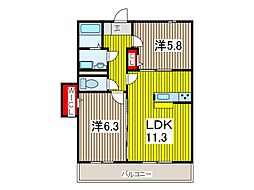 FLEX川口2EAST 2LDKの間取図画像