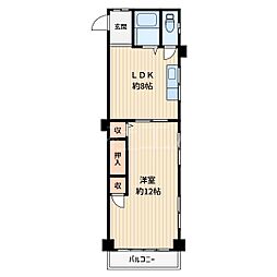 領家マンション 1LDKの間取図画像