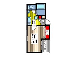グランクオール蕨南町 1Kの間取図画像