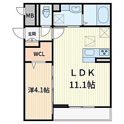 ディール川口 1LDKの間取図画像