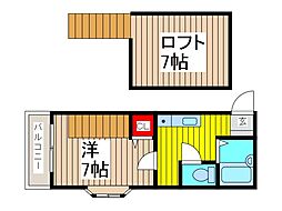 コーポ和美B 1Kの間取図画像