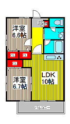 タケノヤハイツ錦町 2LDKの間取図画像