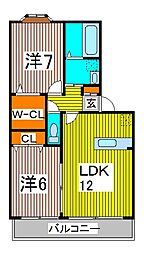 グローバルジェネシス 2LDKの間取図画像