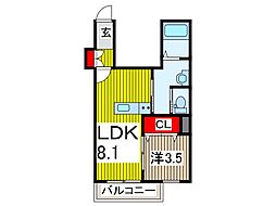 ベルブラン 1LDKの間取図画像