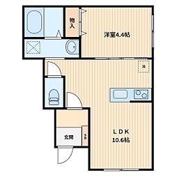 蕨市塚越3丁目アパート 1LDKの間取図画像