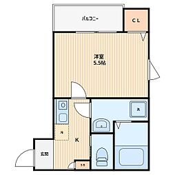 川口市赤井1丁目アパート 1Kの間取図画像