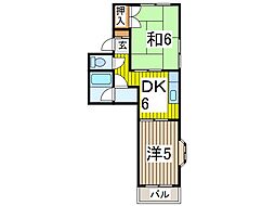 ハセガワハイツ 2DKの間取図画像