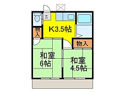 錦荘A 2Kの間取図画像