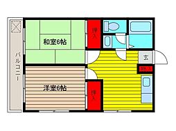 プリメーラ川口 2DKの間取図画像